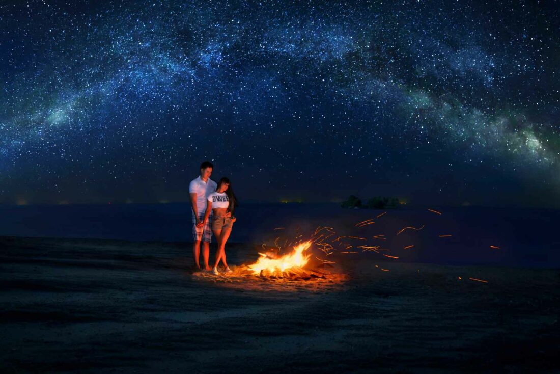 Couple in night sky